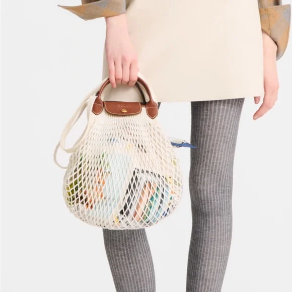 Longchamp Le Pliage Filet Ecru bag - Picture 3 of 3